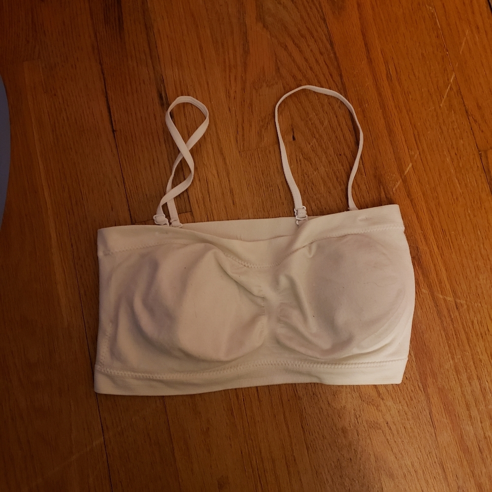 White Bandeau with Removable Padding and Straps